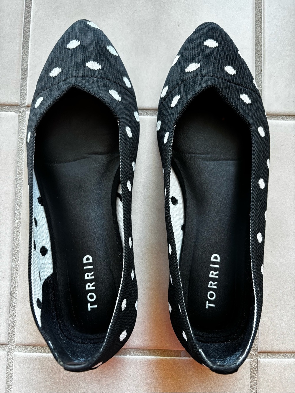 torrid Black and White Polka Dot Pointed Toe Flats - Chic Slip-Ons